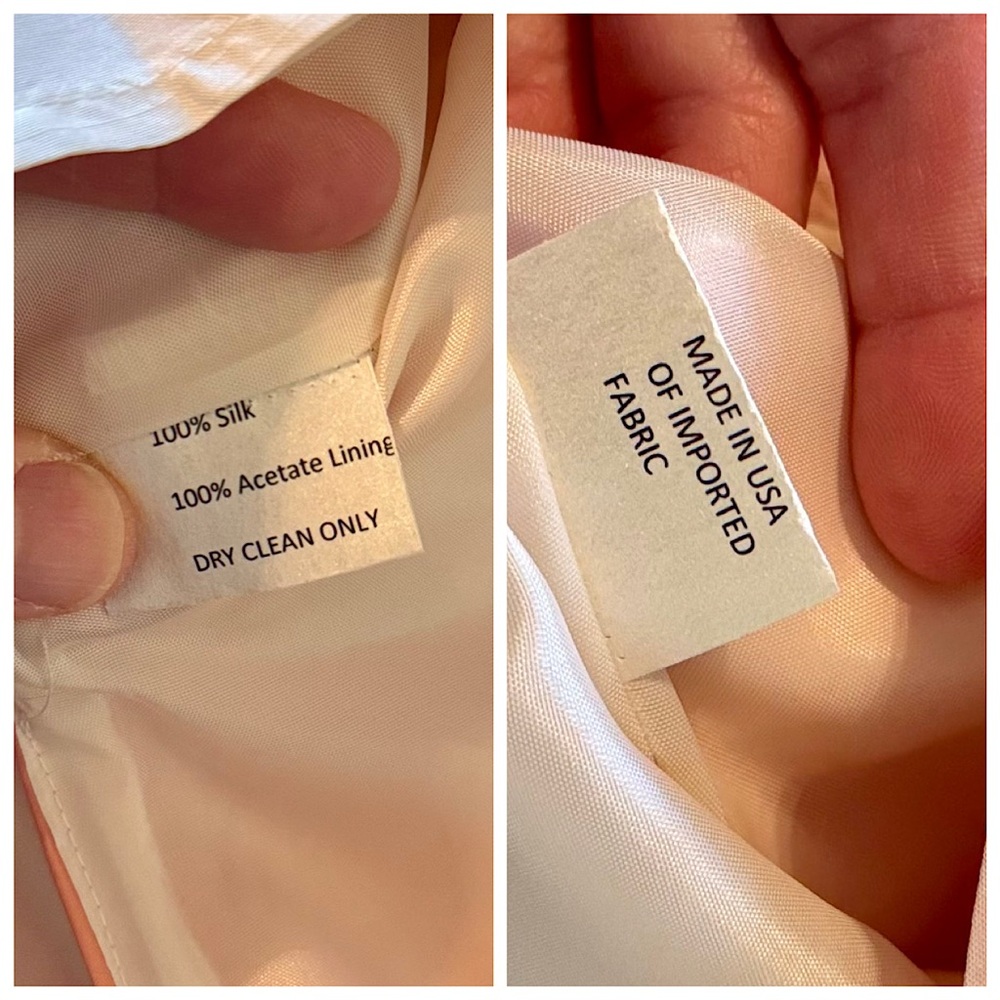 SARA CAMPBELL Silk Peach Plaid Bow Sash Tie Waist Sleeveless Blouse Fully Lined - Picture 16 of 16